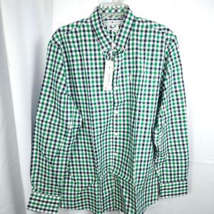 NWT Five Four Club Mens XL Green Plaid Long Sleeve‎ Cotton Button Down Shirt